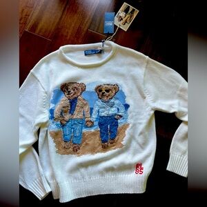 Brand-New Polo Ralph Lauren Ralph & Ricky Bear Cotton Sweater